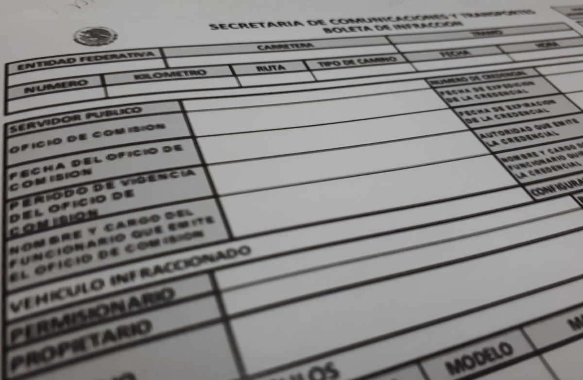 Esta es la nueva Boleta de Infracción para el Autotransporte Federal